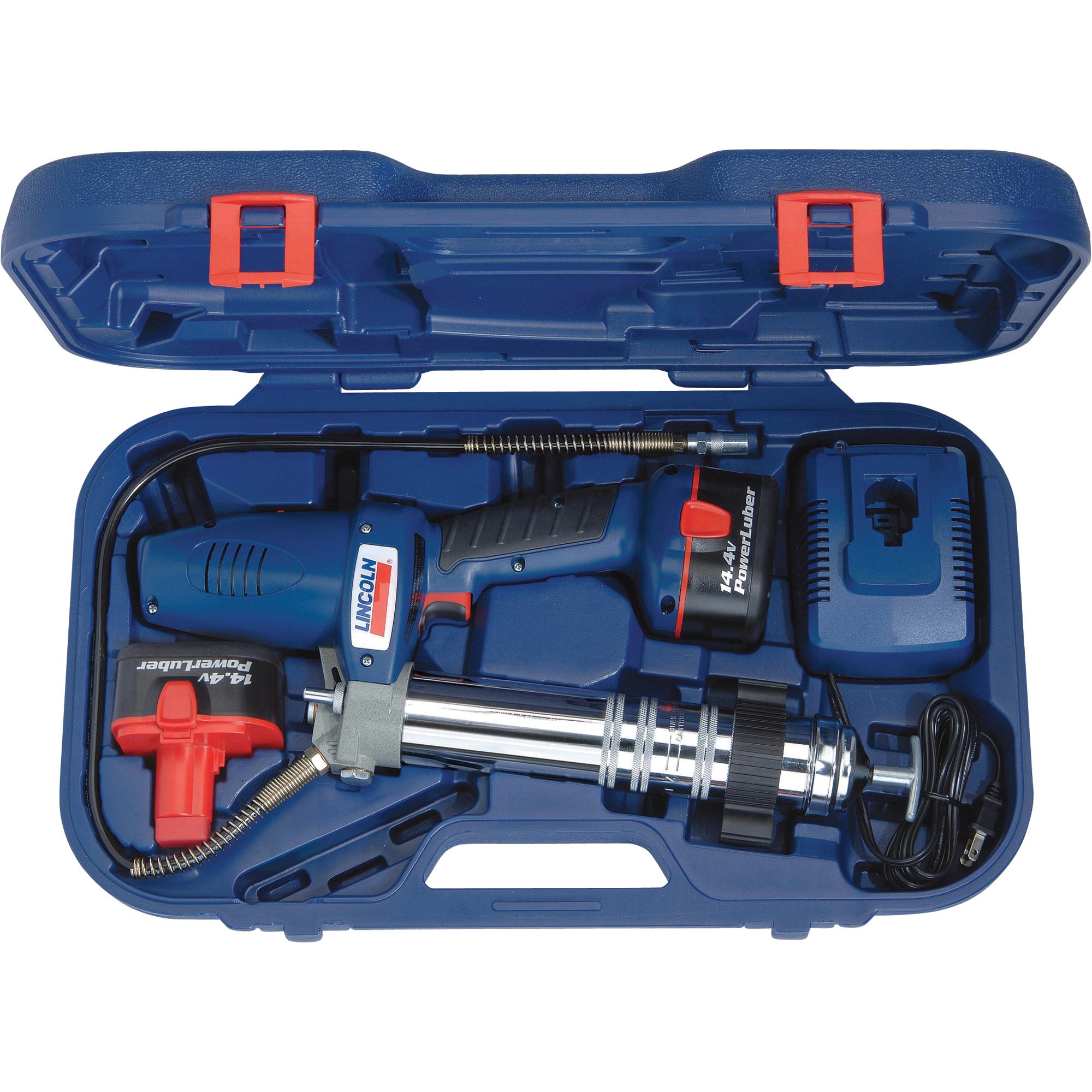 Lincoln PowerLuber Cordless Grease Gun Kit — 14.4 Volts, 7500 PSI, 2 Batteries, Model# 1444